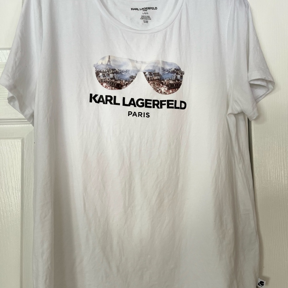Karl Lagerfeld White Sunglass Short Sleeve Tee